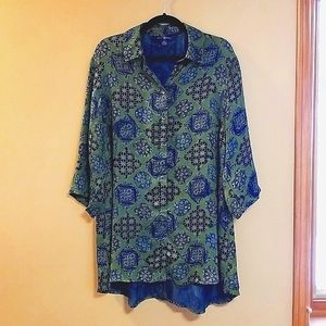 XXL April Cornell Silky Tunic Blouse in EUC
